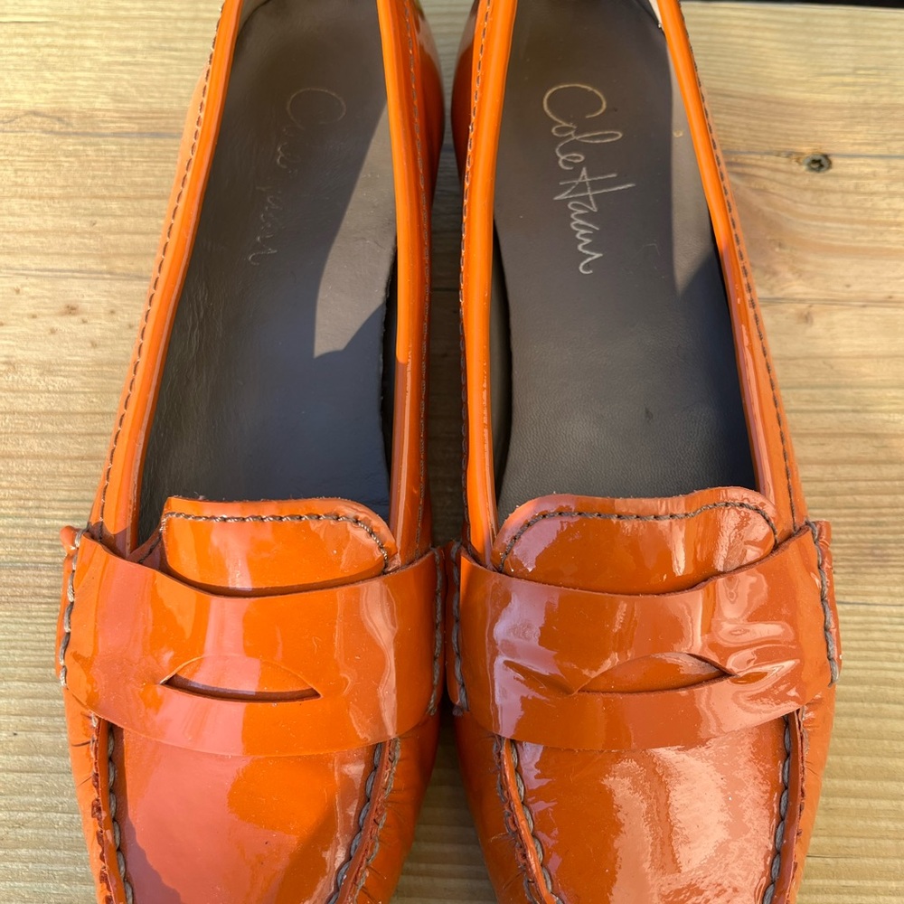Cole Haan Orange Patent Leather Loafers - Picture 3 of 6
